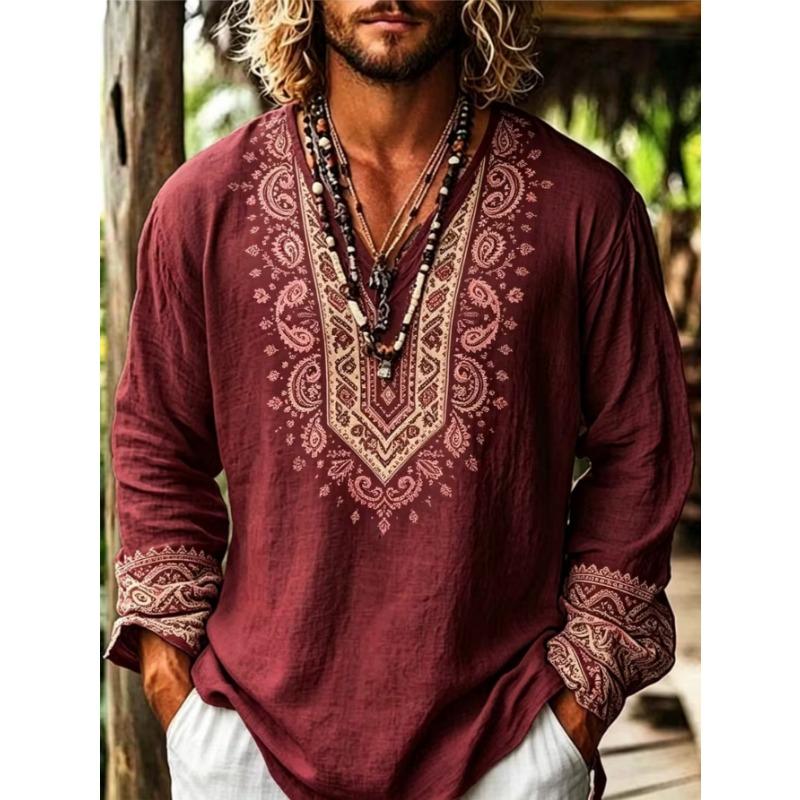 Tricou casual bărbătesc cu mânecă lungă și imprimeu