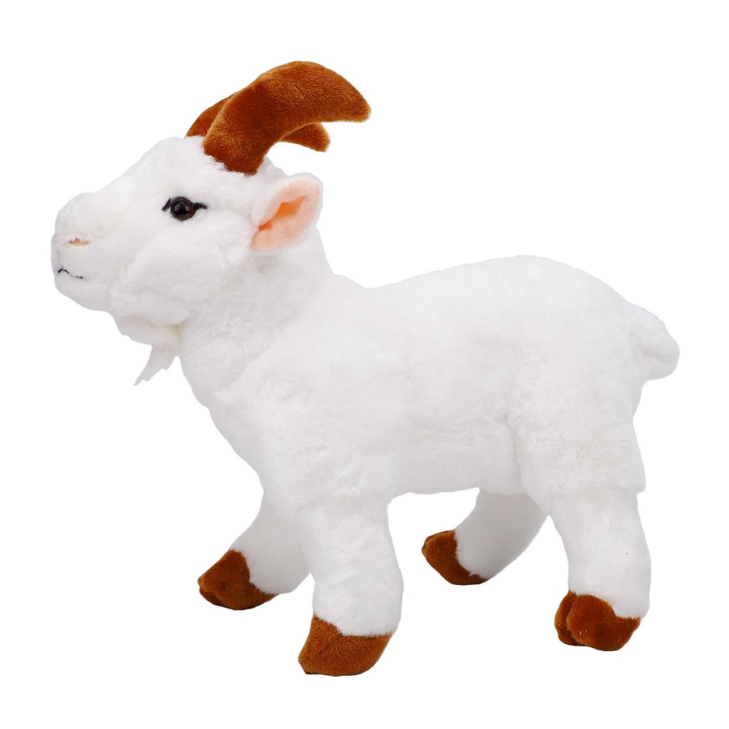 Goat Plush Toy Soft Adorable Realistic Goat Stuffed Animal for Birthday Present Home Ornament White