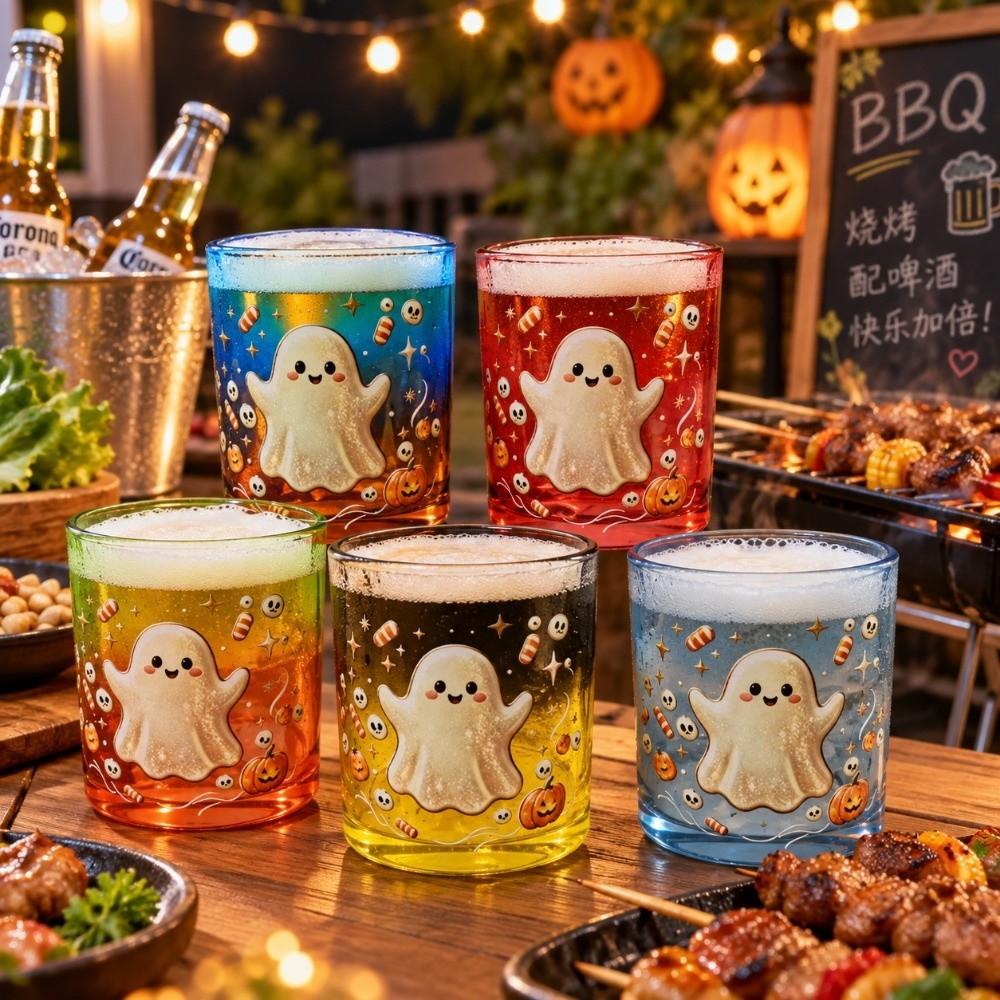 Pumpkin Skull Print Ghost Glass Cup Decorations Wine Glass Gothic Drinkware Halloween Party