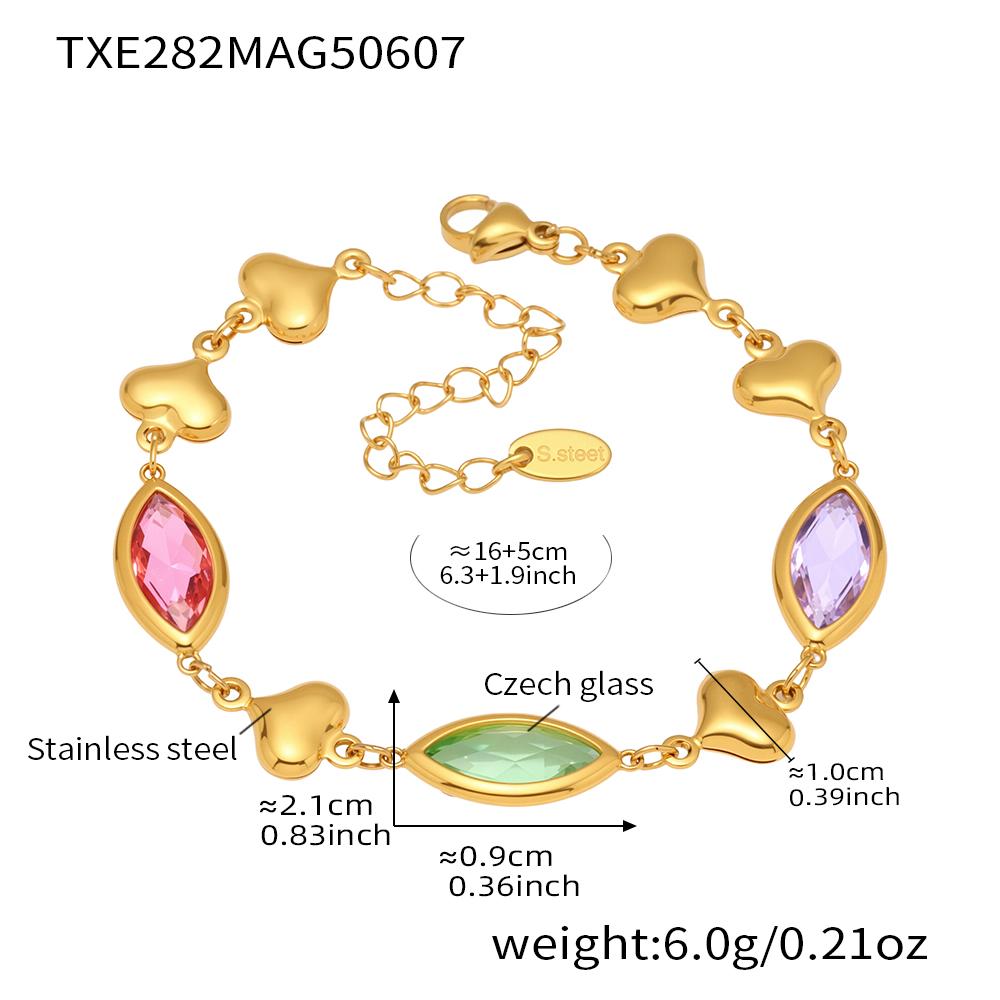 Stainless Steel Chain Bracelet With Shiny Fusiformis And Round Faceted Czech Crystal Glass For Women Luxury Women's Bracelets