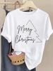 (Asian Size) style letter New Year T Shirt Christmas Clothing Women Fashion Festival Tee Top Print Woman Short Sleeve Graphic T-shirts