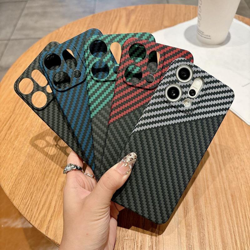 Applicable To OPPOReno11 Mobile Phone Case Pro Carbon Fiber Pattern Ultra-thin Skin Contrast Color FindX1Ultra Case