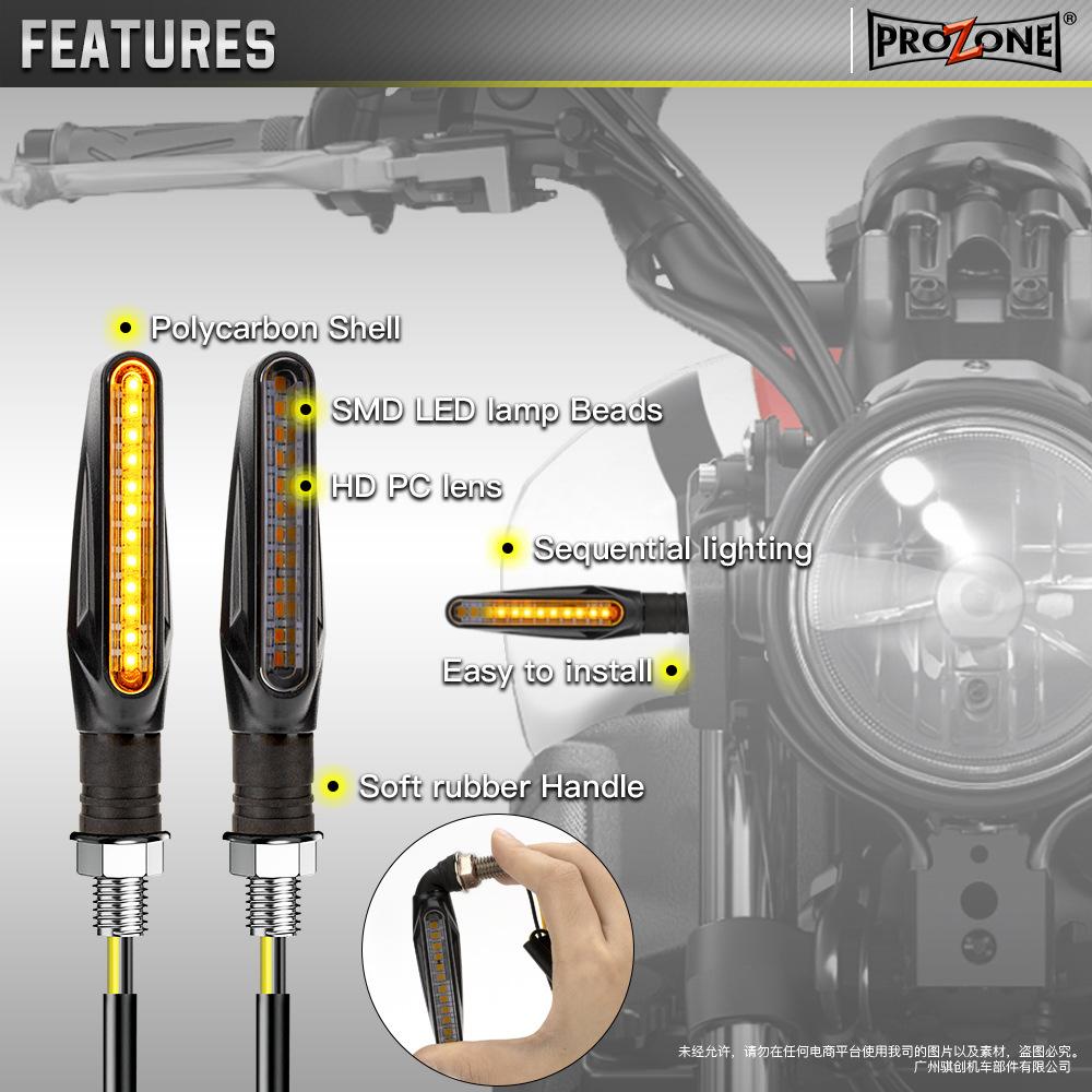Sequential Flowing LED Motorcycle Turn Signals - IP68 Waterproof, Universal Fit with Smart Relay