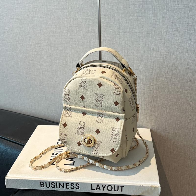 

Retro trend printed exquisite and beautiful backpack, summer popular casual versatile portable shoulder bag белый