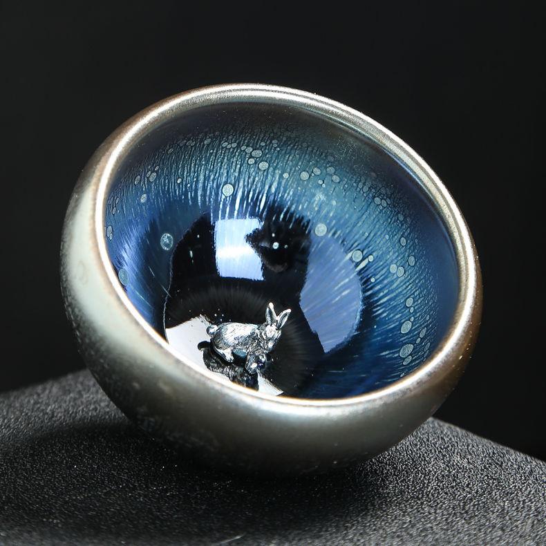 Chinese Jianzhan Teacup Creative 12 Zodiac Ceramic Tea Cup Stargazing Inlaid Animal Large Teacup