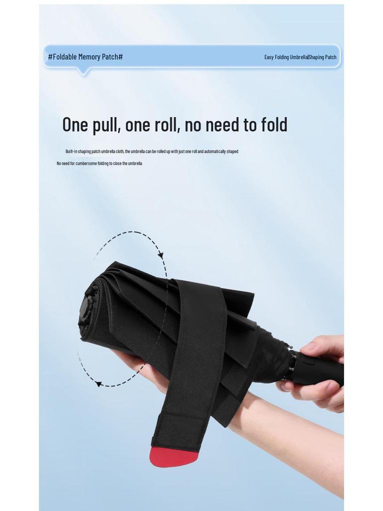 Black Magic Auto-Close Memory Umbrella: Compact, Foldable, Ideal for Business and Gifts