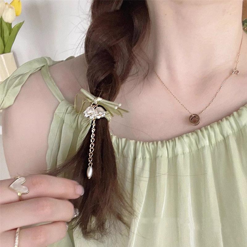 Fresh Lily of the Valley Hair Tie - Large Bowknot Elastic Band for Mori Girl Hairstyles