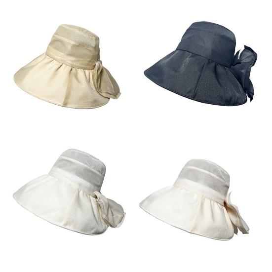 Fisherman Hat Three-Dimensional Large Bow Mesh Fabric Full Face Sun Protection Hat