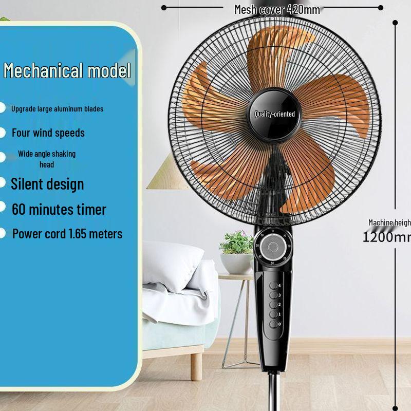 Ventilatore Elettrico Silenzioso a Risparmio Energetico: Ventilatore da Pavimento/Scrivania Oscillante Radiocomandato con Timer Meccanico, Design Verticale e Grande Flusso d'Aria