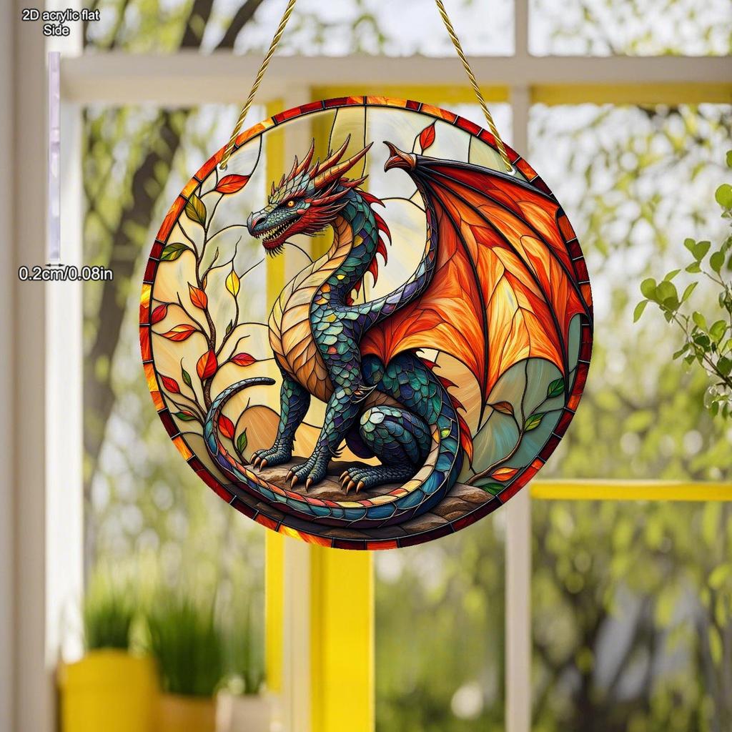 The Majestic Colored Dragon Suncatchers Garden Suncatchers, Window Hanging, Nurseries, Vintage Home Decor Wall for Bar Kitchen, Restaurant Shop Wall D