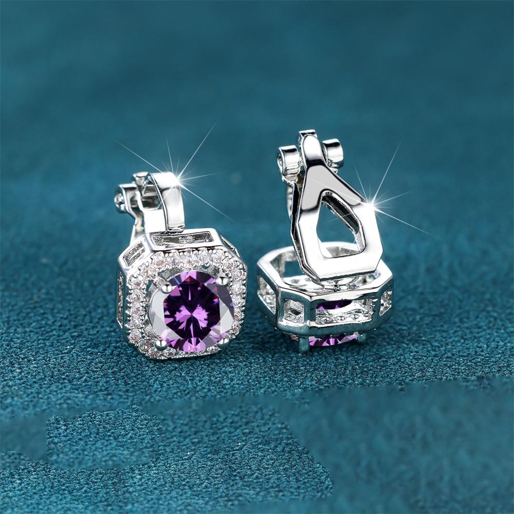 Cute Fmeale Blue Fire Opal Stone Square Clip Earrings Vintage  Color Wedding Jewelry For Women