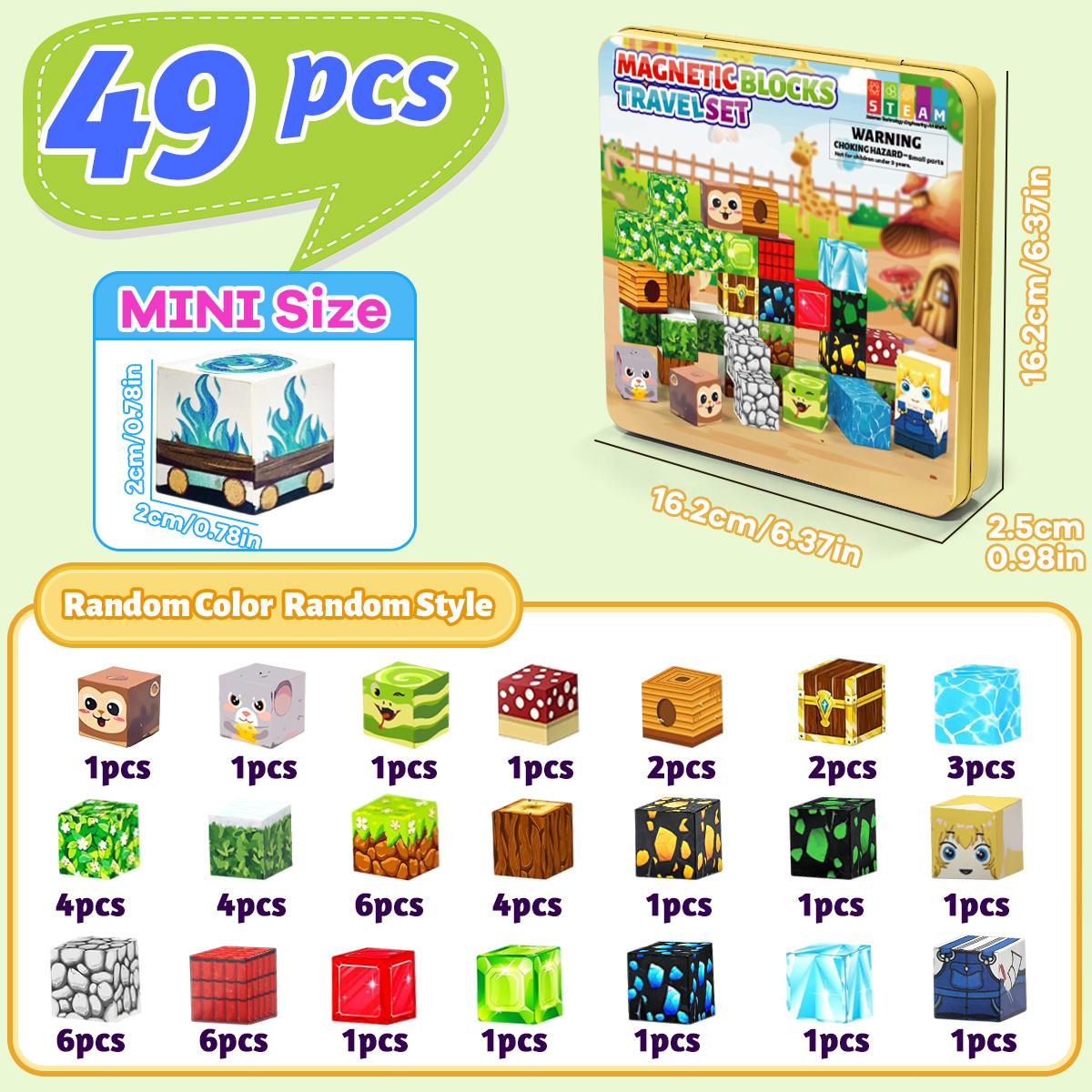 Magnetic Blocks Travel Magnet Cube Magnetic Building Blocks Toys with Portable Iron Box STEM Educational Magnet Toys for Kids