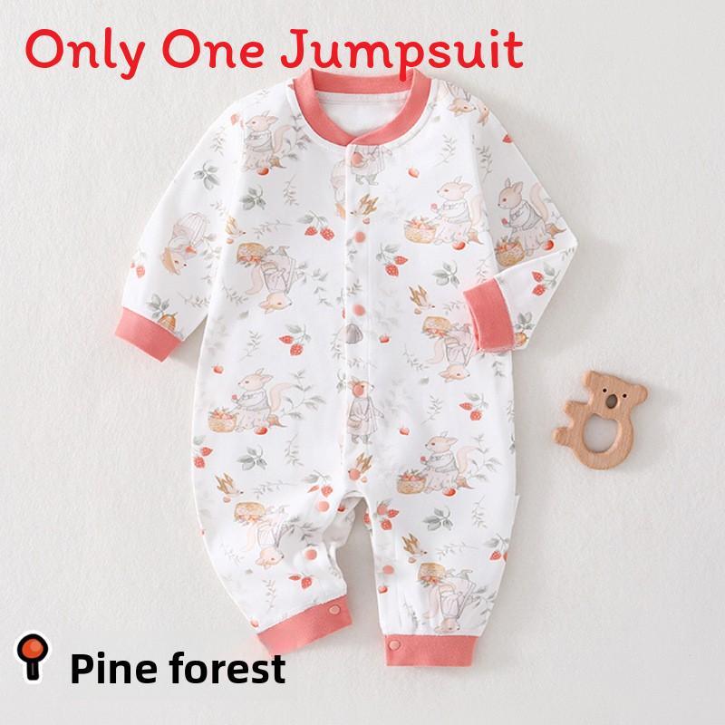 Baby Cotton Long Sleeve Romper With Snap Closure For Newborn Infants