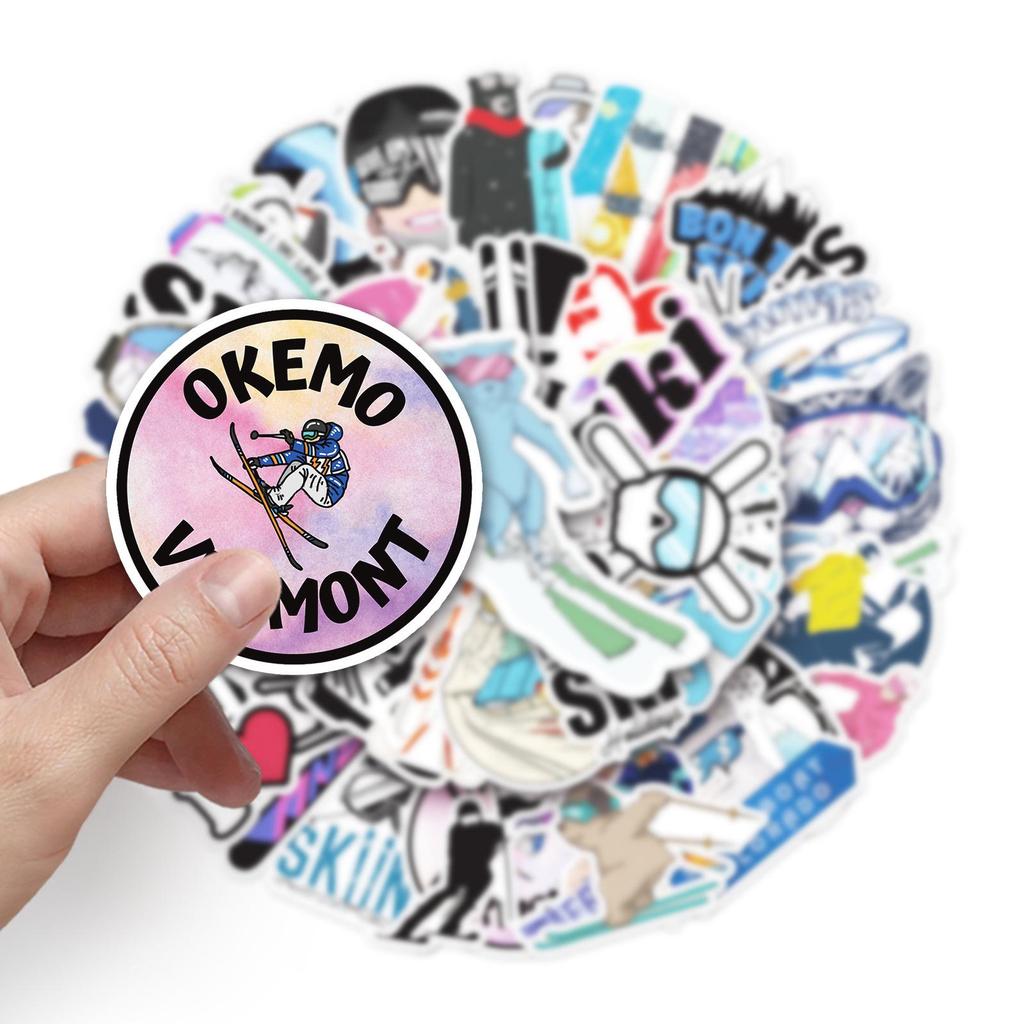 50 Pcs Skiing Graffiti Cartoon Sports Stickers - Waterproof DIY for Skateboards & Luggage