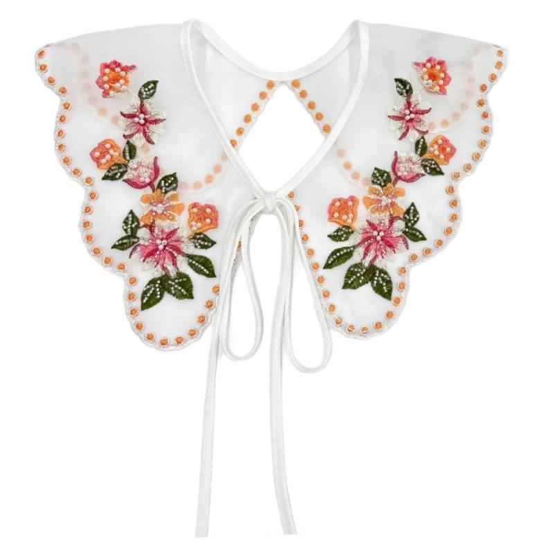 

Floral Studded Girls Collar Accessory Embroidered Collar Ancient Art Traditional Flower Shawl Collar Lapel 1