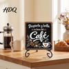 Rustic Coffee Sign for Bar 5" x Sign Wooden Spanish Decor with Decorative Station Signage Metal Display Rack Vintage Tabletop Decorations,