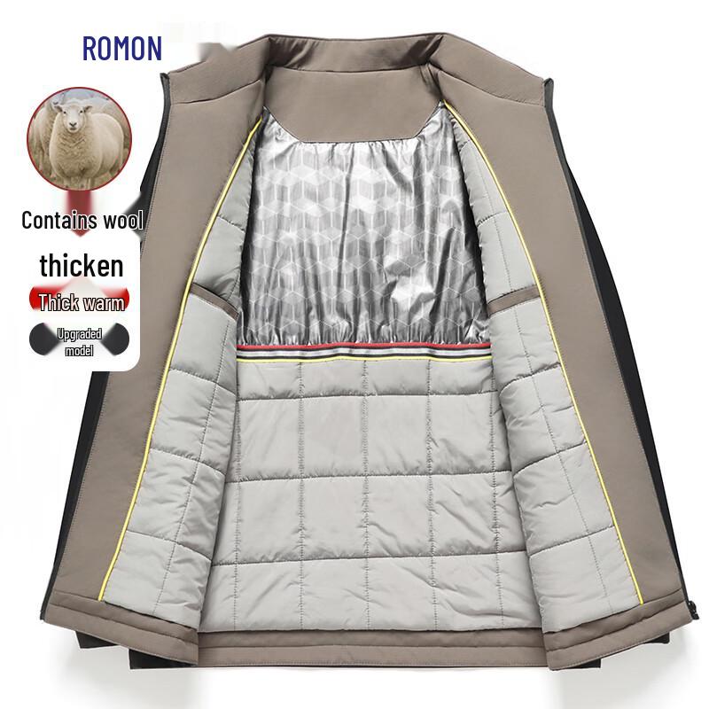 ROMON Men's Wool Blend Stand Collar Padded Jacket