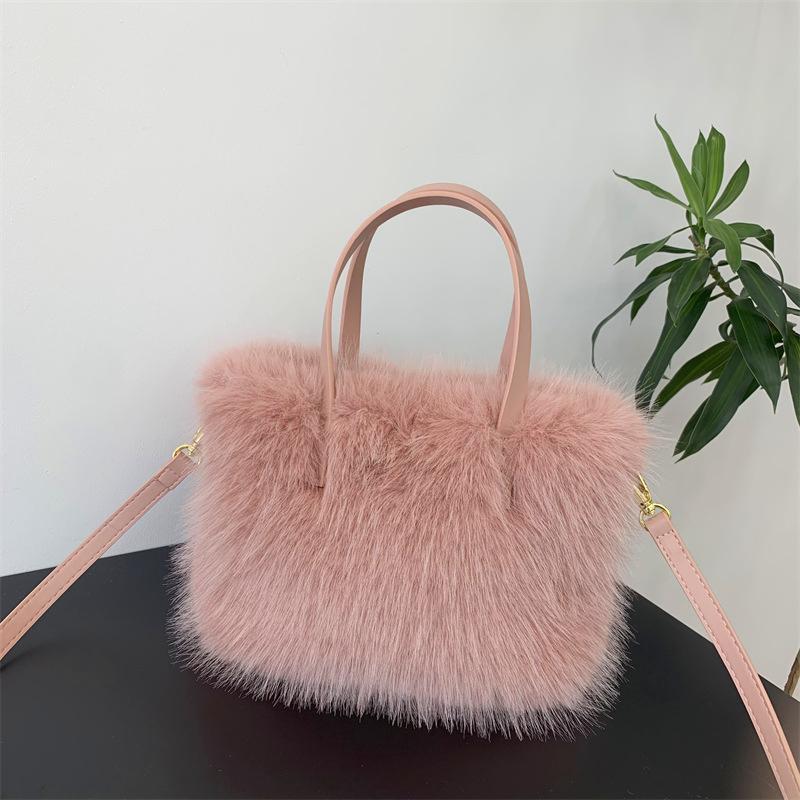 Luxury Faux Fur Ladies Square Shoulder Bags Winter Fluffy Female Crossbody Bag Soft Furry Plush Women's Small Handbags Purse