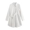 Chuyu Designer Striped Polo Collar Shirt Dress