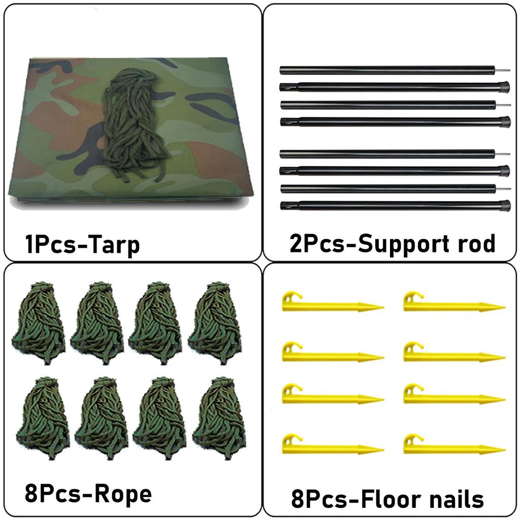Waterproof Camping Sunshade, Portable Tent Tarpaulin, UV-Protective Sunshade, Outdoor Camping Multi-Function Gear - Camo