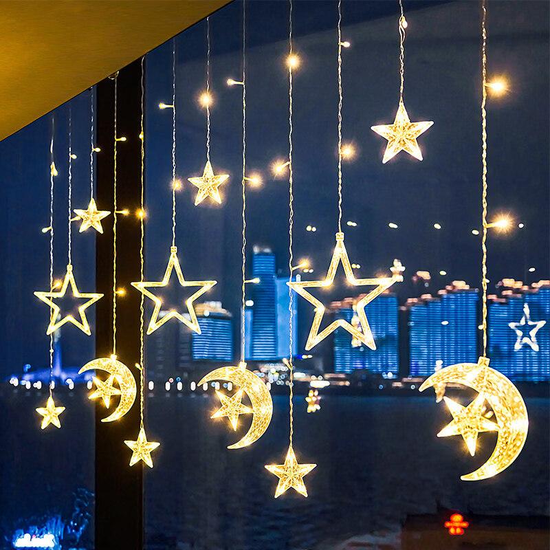 Outdoor Warm Yellow Star & Moon Decorative Lights
