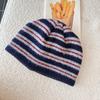 56-58cm Size Stripe Knitted Beanie Hat Polyester Soft Cold Proof Hat Warm Winter Beanie  For Women