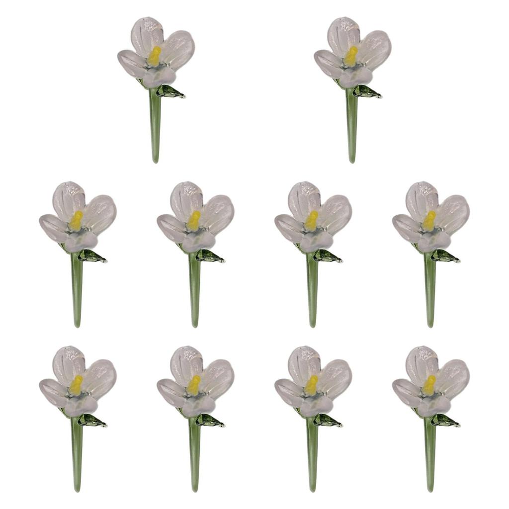 10 Mini Crystal Flower Ornaments, Collectible, Decorative, Gifts, Artificial