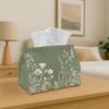 1pc Wildflower Watercolor Tissue Box Holder - Botanical & Soft Green, Ideal for Living Room, Dining Room, Bedroom, Bathroom, Bar, Or Office Decoration