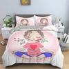 Cartoon Girls Duvet Cover Cute Lipstick Fashion Theme for Women Gifts for Bedroom Decorations with Pillowcase Queen King Size