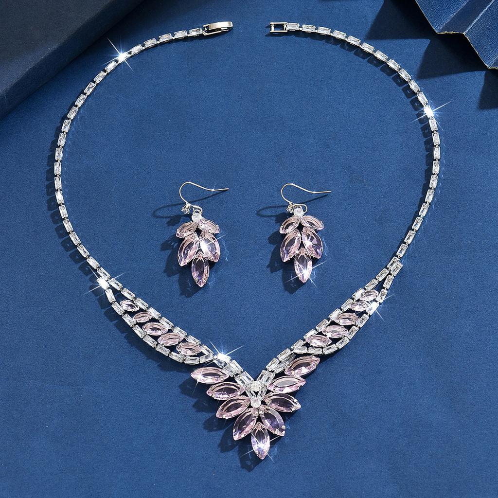 Women Party Wedding Dress Necklace Earrings Two-piece Jewelry Accessories