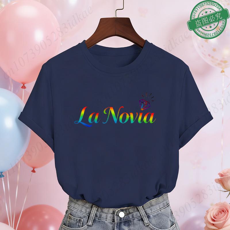 Spanish Girls Bridal Shower T-Shirts Team Bride Tribe Blouses Short Sleeve Tees for Bachelorette Hen Party Wedding Celebration