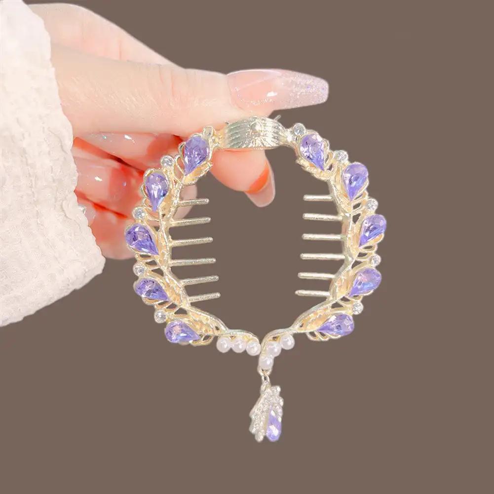 Elegant Tassel Hair Claw Rhinestone Pearl Flower Tassels Hair Clip Women Girl Ponytail Holder Hairpins Fringe Hair Accessories