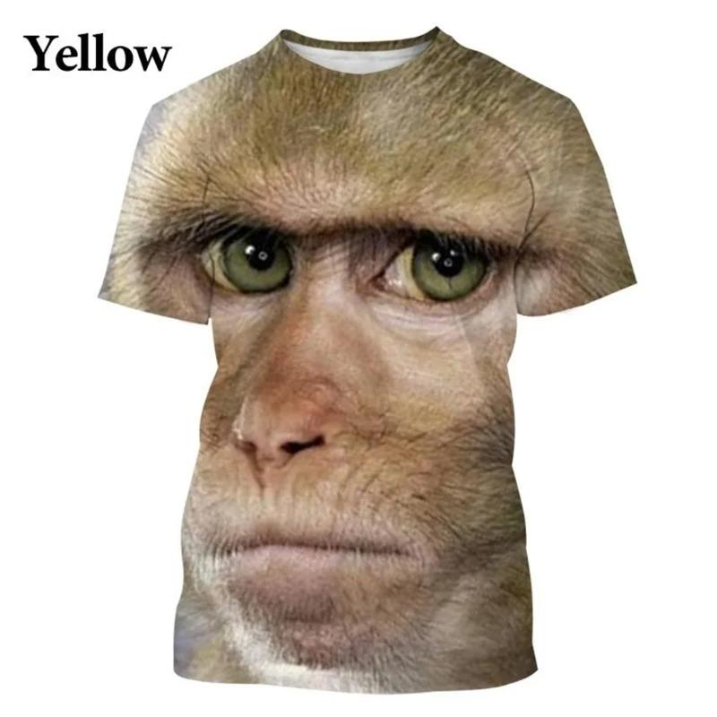 Lässiges Herren 3D Design Parodie Gorilla Lustiges Affen T-Shirt Lustiger Schmollmund Affe 3D Druck Sommer Kurzarmshirt Kinder