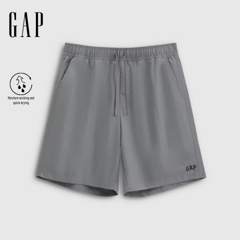 GAP Men's Quick-Dry Elastic Waist Logo Embroidered Shorts