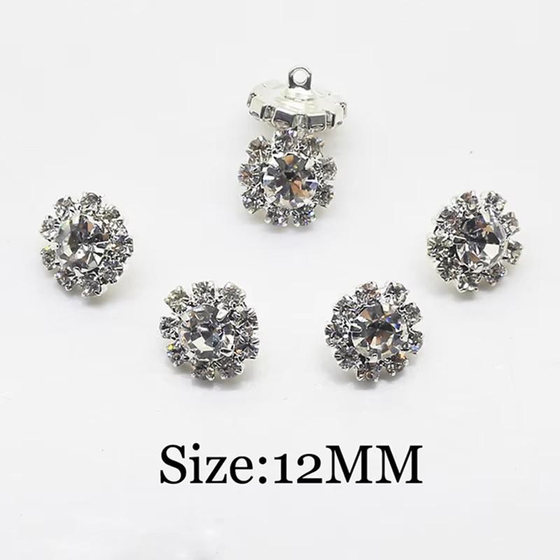 12mm 10pcs clear Crystal Rhinestone button , Crystal Button Wedding decoration accessory.