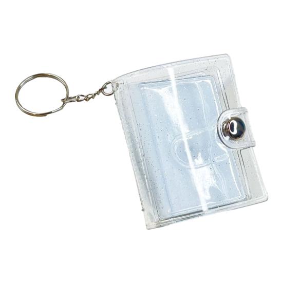 Storage Book Mini Photo Album Keychain with Snap Button Design Portable 16-24 Photo Capacity