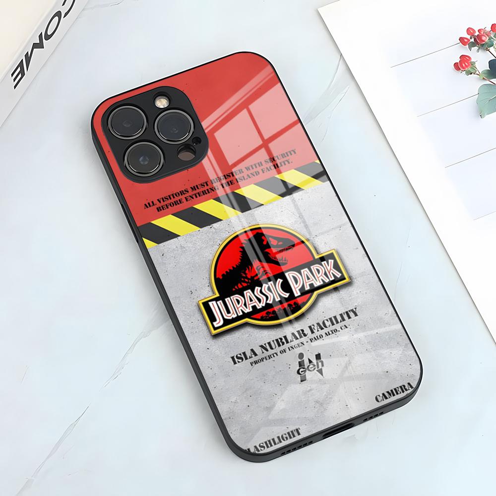

J-Jurassic Park Dinosaur Phone Case For IPhone 17 Pro Max 15 Pro 16 14 Plus 12 13 Mini 11 Pro Shockproof Glass Cover iPhone14