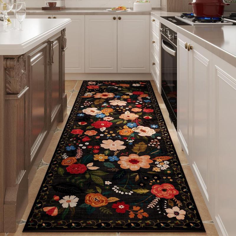 Runner Rug Non Slip Boho Vintage Floral Kitchen Hallway Carpet Modern Living Room Bedroom Anti-slip Floor Mat Home Decor
