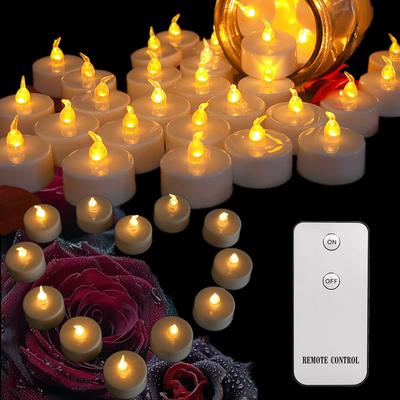 Flickering LED Tea Lights with Remote Control Flameless Electronic Candles Lamp for Halloween Valentine's Day Decor LED Lighting