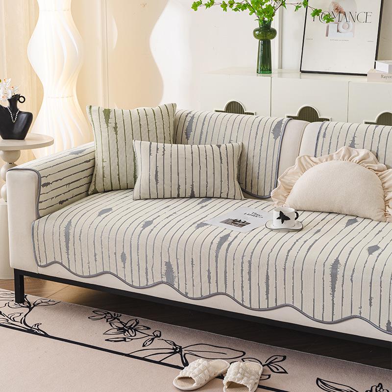 Special-Shaped Summer Ice Silk Sofa Cushion Summer Mat Seat Cushion Fixed Non-Slip Sofa Cover New Cover