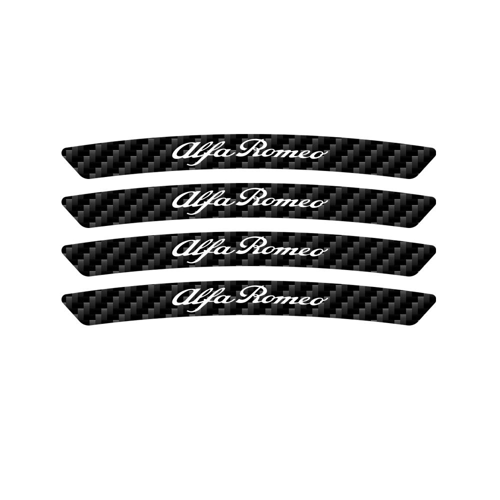

2026 Hot Sticker 4pcs Car Rims Wheels Curved Carbon Fiber Sticker Decal Wheel Hub Decals For Alfa Romeo Giulia Giulietta 59 Stel