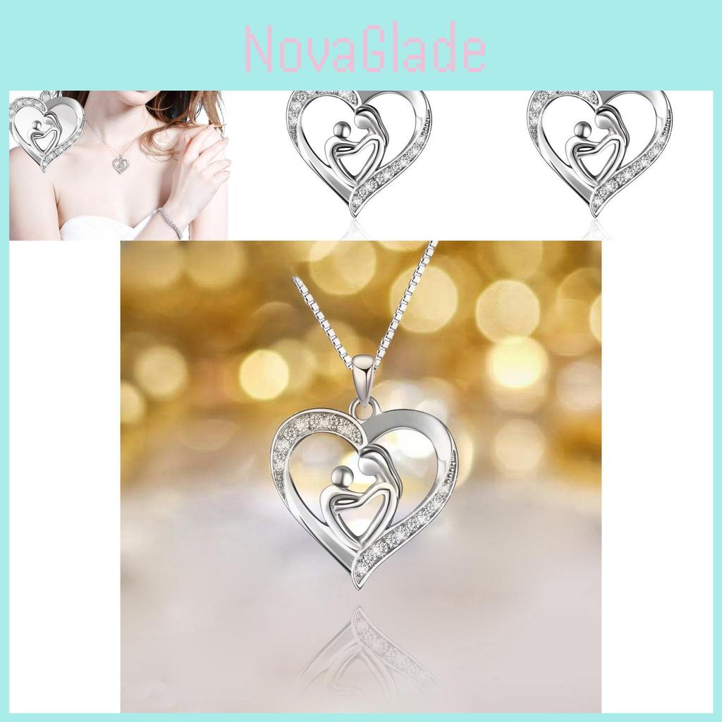 Beautiful European American Heart-shaped Mother And Child Necklace Unique Gift For Mom On Mother's Day
