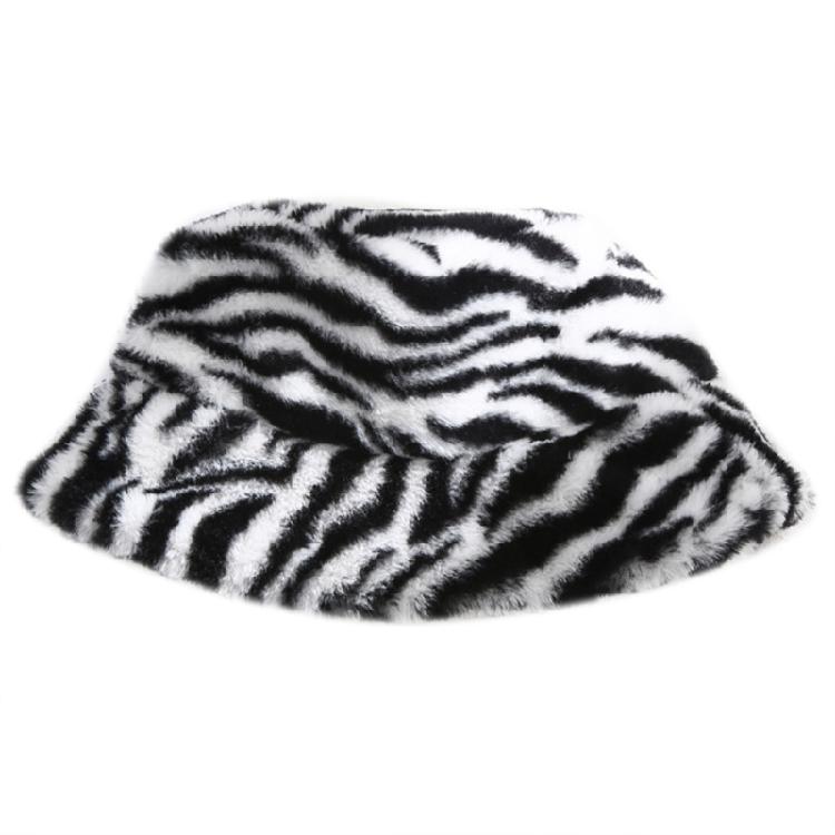 Zebra Grain Ornamented Hats with Flat Top & Wide Brim for Winter Warm Keeping