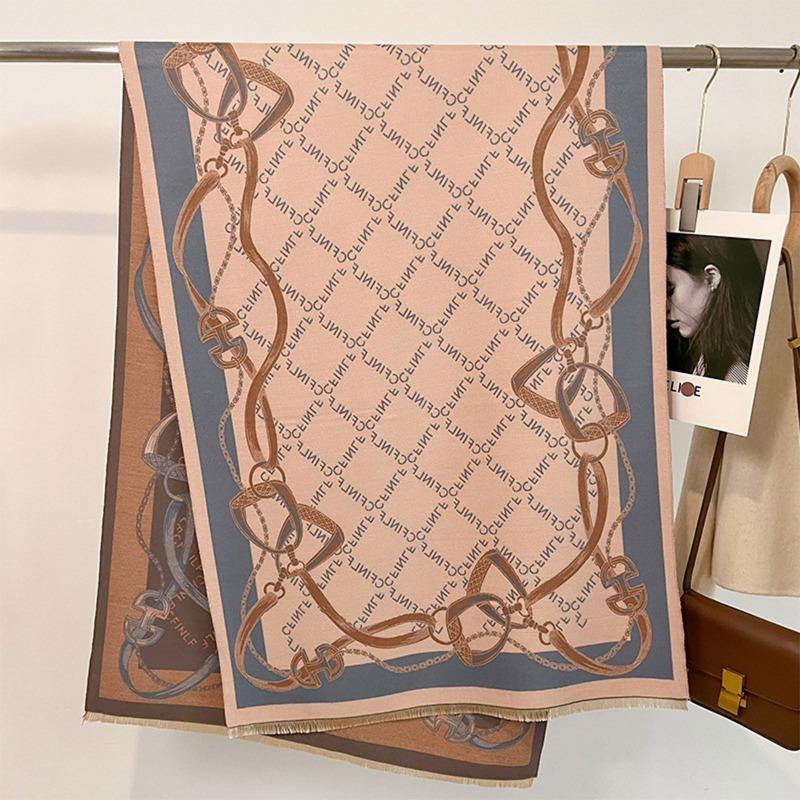 

Осенний новый шарф-жаккард с буквами, женский шарф из искусственного кашемира, утолщенный, теплый, для защиты шеи, многофункциональная универсальная шаль 186*66cm