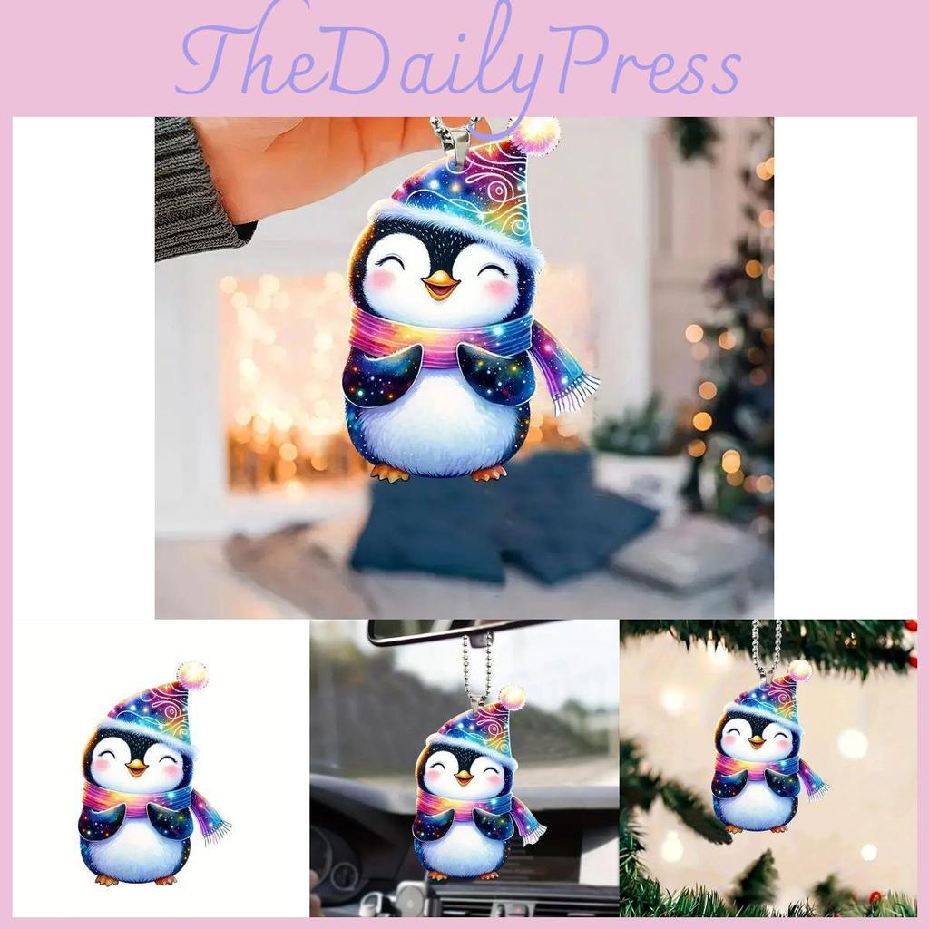 Cute Acrylic Penguin Hanging Ornament For Car Interior Decoration In Cartoon Style