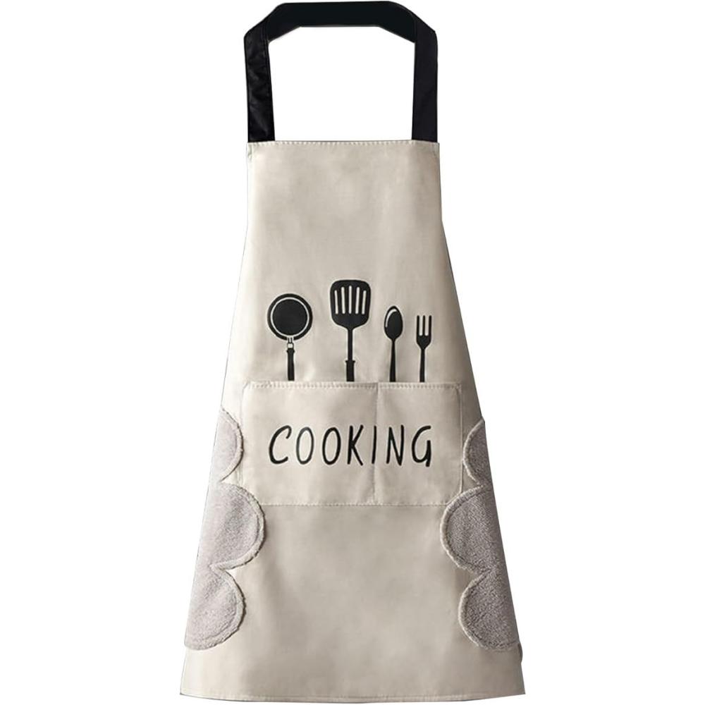 1pc Stylish Polyester Apron with "COOKING" Print - Thick Waist Design, Durable & Easy-Clean, Perfect for Home Kitchen Wear, Cook