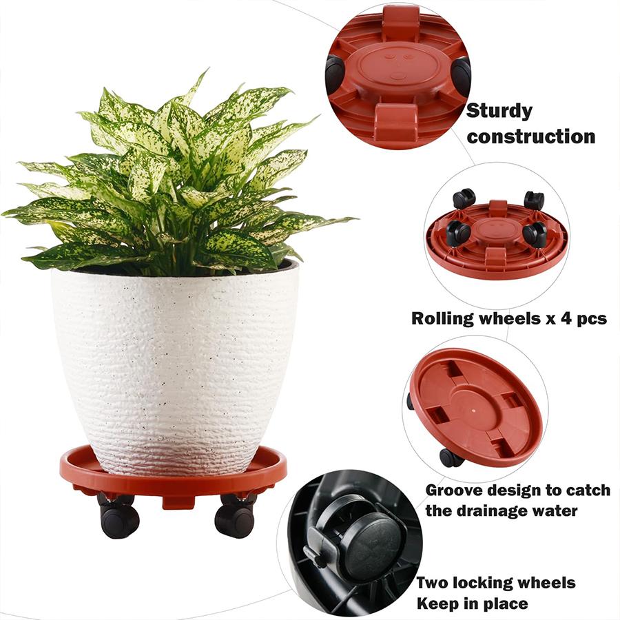 Tray With Wheels Flower Pot Supports for Pots Plastic Indoor Plant Home and Garden Bonsai Support Water Mini Bases Under