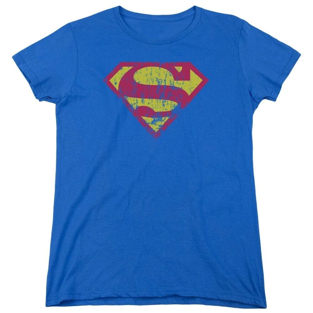 Superman  Classic Logo Distressed  Women s T-Shirt L