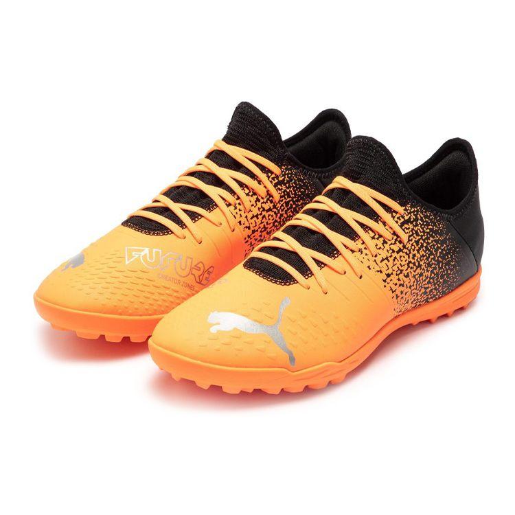 Puma Future Z 4.3 TT Round Toe Lace-Up TF (Rubber Studs) Hard Ground Artificial Grass Soccer Shoes Men Soccer Shoes Black Orange 106770-01
