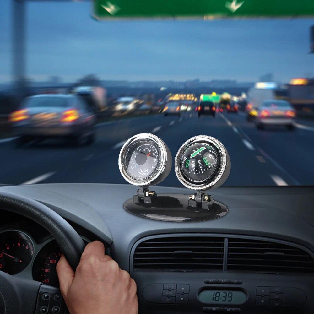 2 in 1 Car Ornaments Compass Thermometer Direction Dashboard Ball Car-styling Guide Ball Vehicle Automotive Accessories
